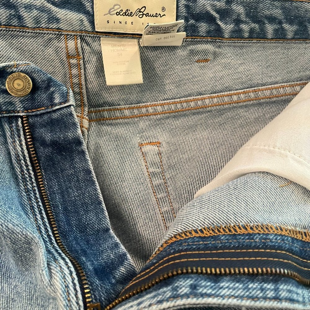 Eddie Bauer Outdoor Outfitter Mens Denim Blue Jean Medium Wash Shorts Size 34 - Picture 6 of 14